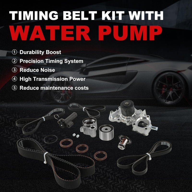 Autodevil Timing Belt Water Pump Kit 3.4L Fit for Tacoma 1995-2004, for Tundra/2000-2004, for 4Runner 1996-2002 3.4L V6 GAS with Idler Roller, Tensioner Roller, Hydraulic Tensioner - Image 5